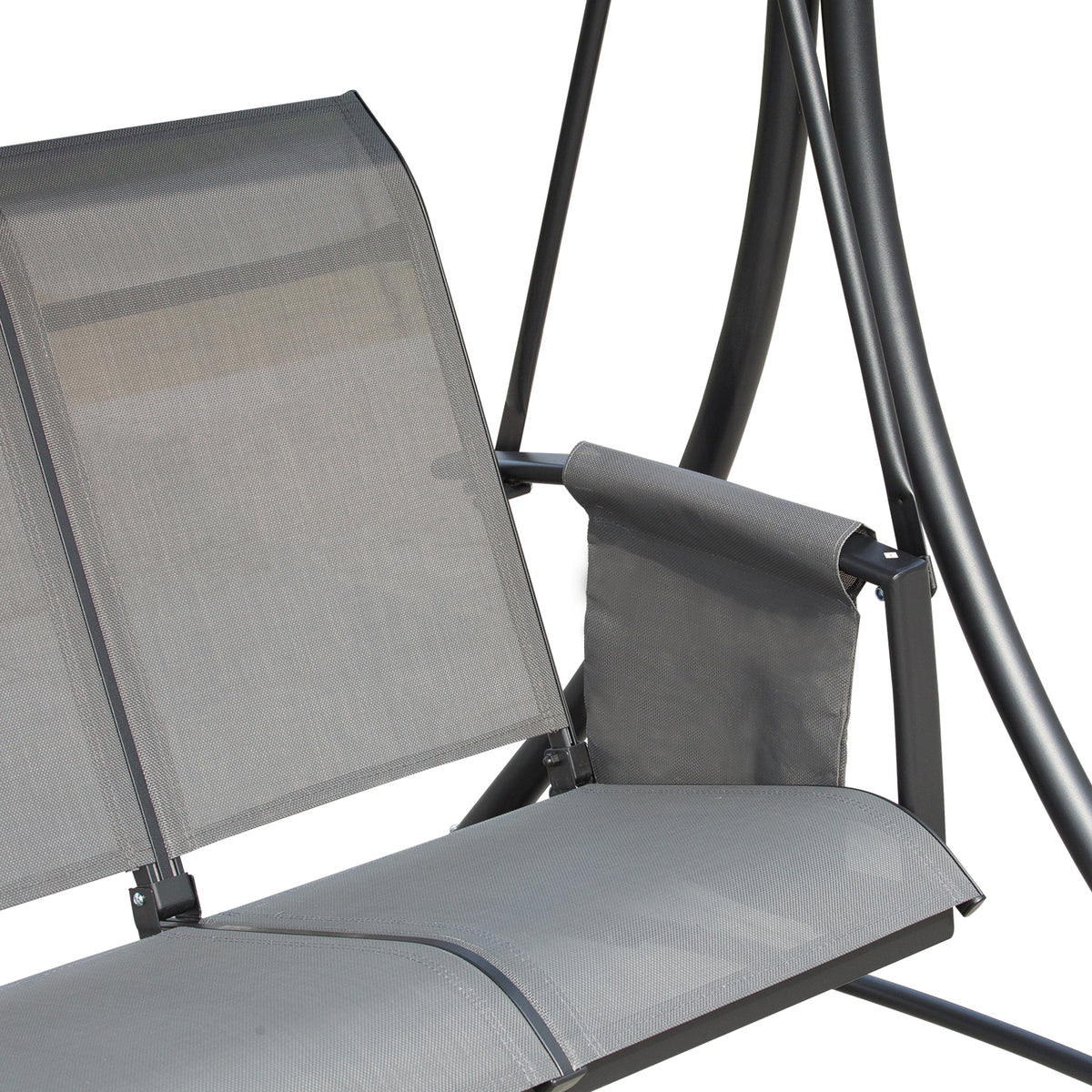 Outsunny Hollywoodschaukel mit Seitentasche, 3-Sitzer Gartenschaukel mit verstellbarem Sonnendach, Schaukelbank belast bis 300kg, für Garten, Terrasse, 196 x 128 x 172 cm, Dunkelgrau