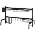 HOMCOM Abtropfgestell, längenverstellbar 51-93 cm, viele Elemente, flexible Anordnung, 93 x 30 x 52cm, schwarz