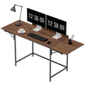 HOMCOM Klappbarer Schreibtisch Computer Tisch 2 klappbare Klappen für 2 Bildschirme, für Schlafzimmer, kleine Räume, 170 x 58 x 78 cm Nussbaum