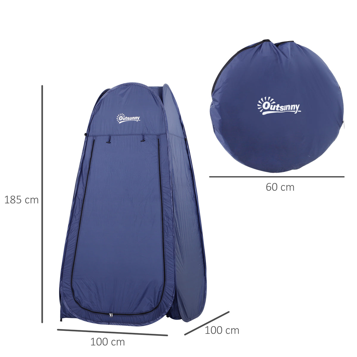 Outsunny Duschzelt Faltbar Pop-up Automatisch Sofortiger Schrank für Camping Polyester Marineblau