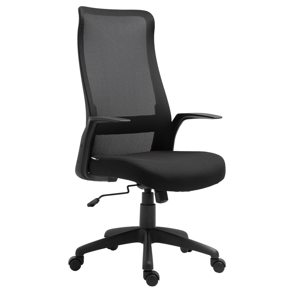 Vinsetto Bürostuhl Kopflehne Home-Office-Stuhl höhenverstellbarer Schreibtischstuhl ergonomisch 360°-Drehräder Büro Schaumstoff Nylon Schwarz 62 x 62 x 113-122 cm