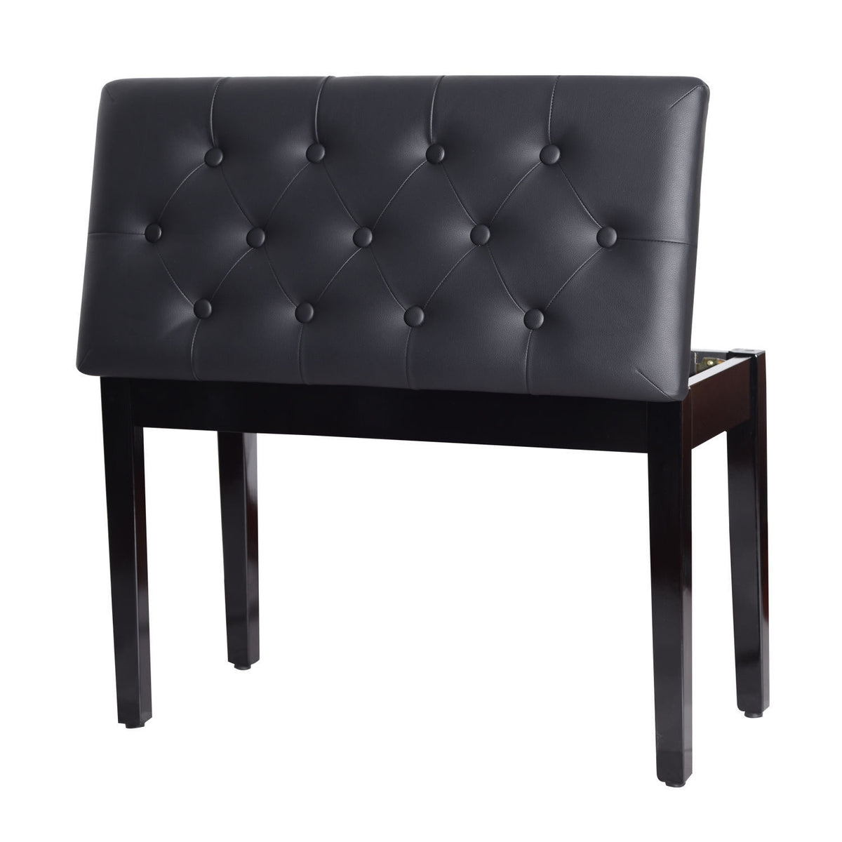 HOMCOM Klavierhocker, Klavierbank mit Verstecktem Stauraum, Klavierstuhl mit Kunstleder Kissen, Pianobank, Massivholz Keyboardbank für Piano, Keyboard, 76 x 36 x 50 cm, Schwarz