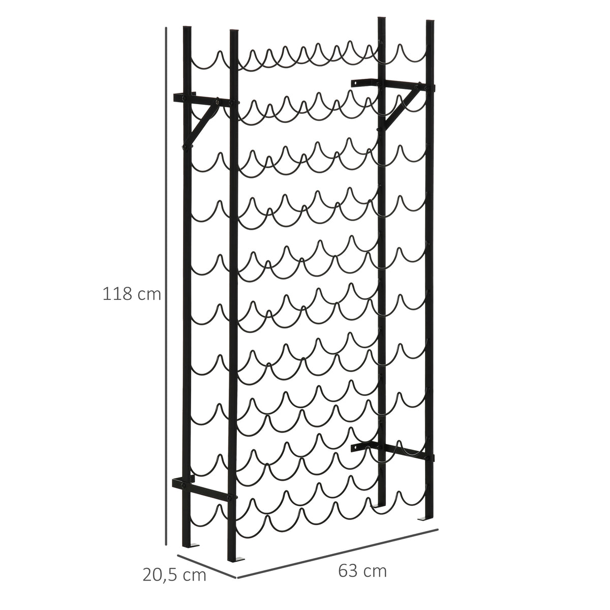 HOMCOM Weinregal Weinständer Flaschenregal 60 Flaschen Wandbefestigung Metall Schwarz