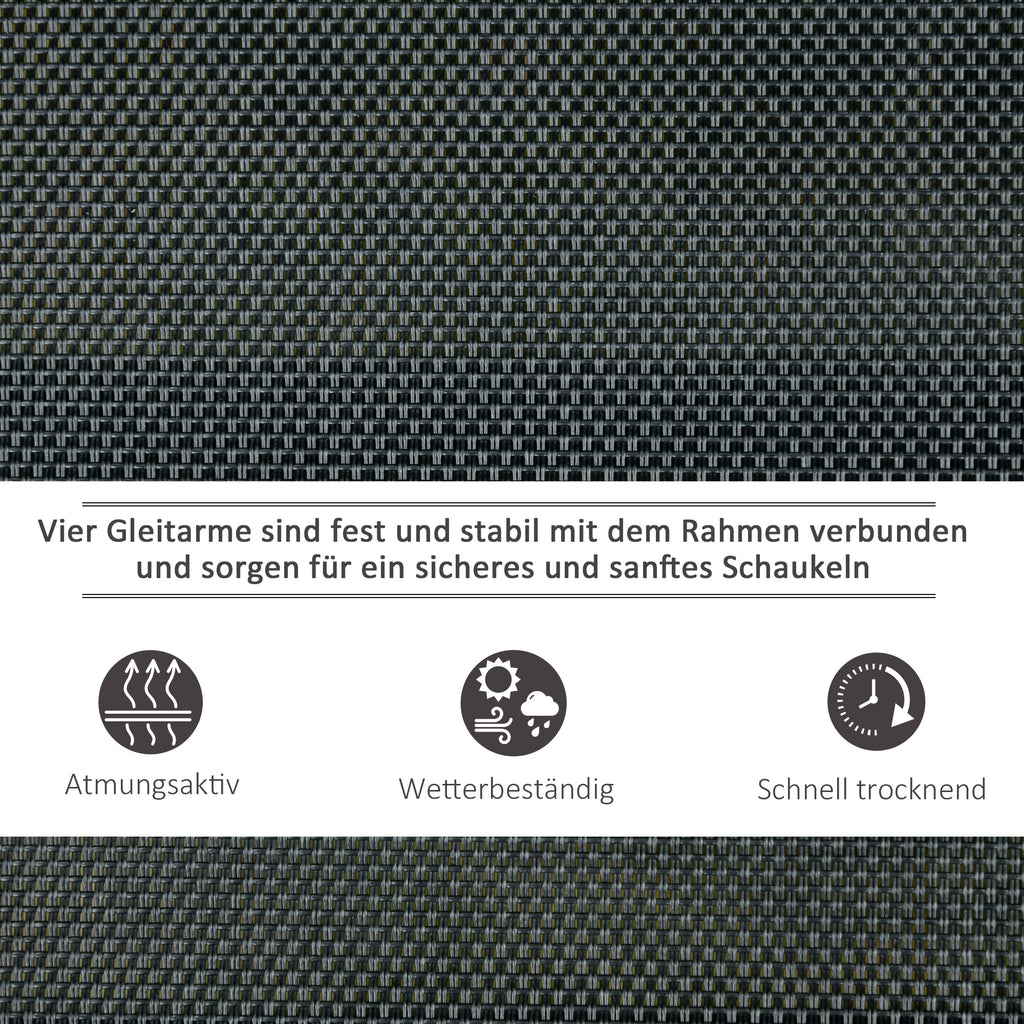 Outsunny 3-Sitzer Schaukelstuhl Gartenbank mit Schaukelmechanismus Gartenschaukel Sitzbank aus Metall Parkbank bis 300 kg belastbar Gartenmöbel für Garten, Terrasse, 147 x 70 x 85 cm Dunkelgrau