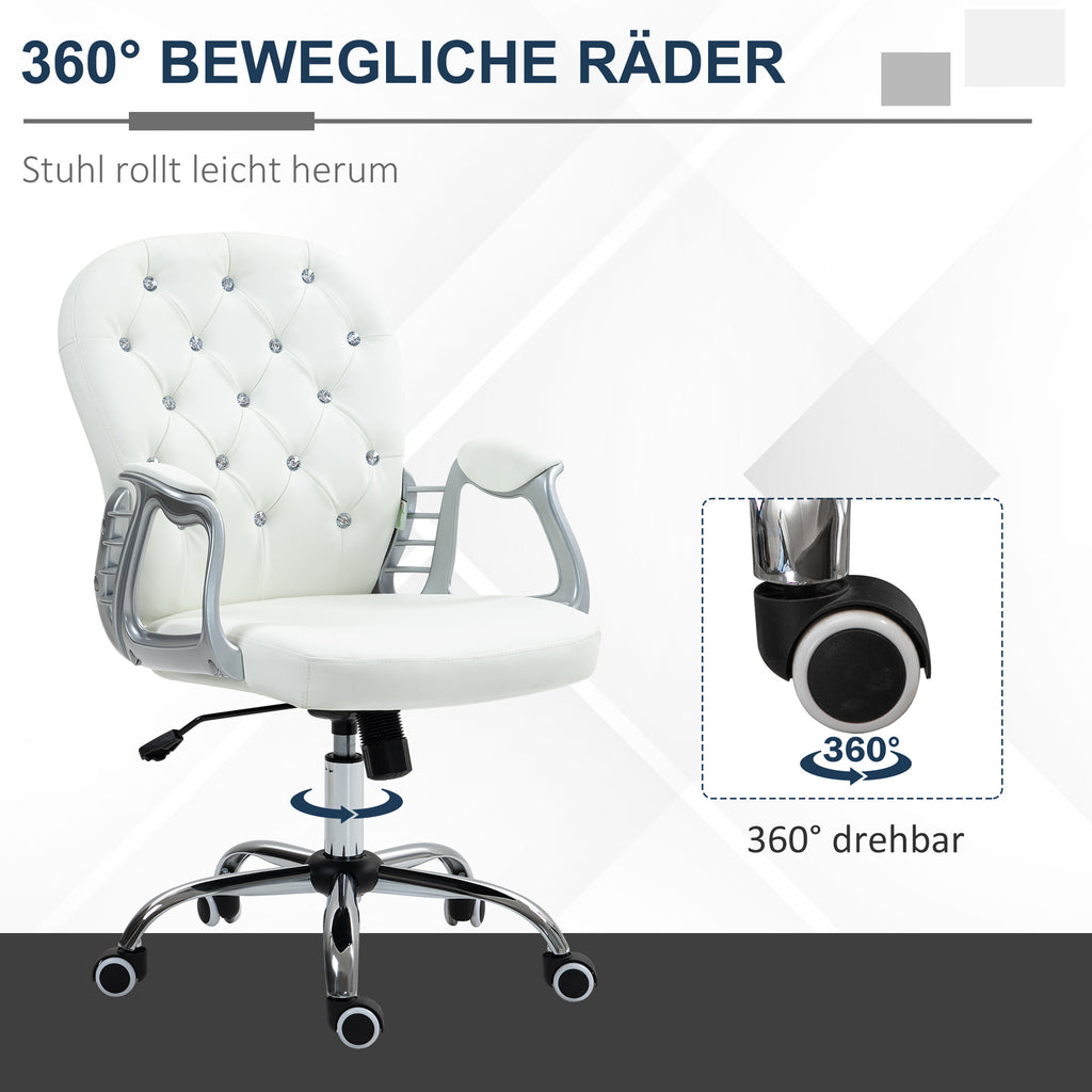 Vinsetto Bürostuhl, Ergonomisch Schreibtischstuhl mit Armlehne, Gepolsterter Rückenlehne Weiß