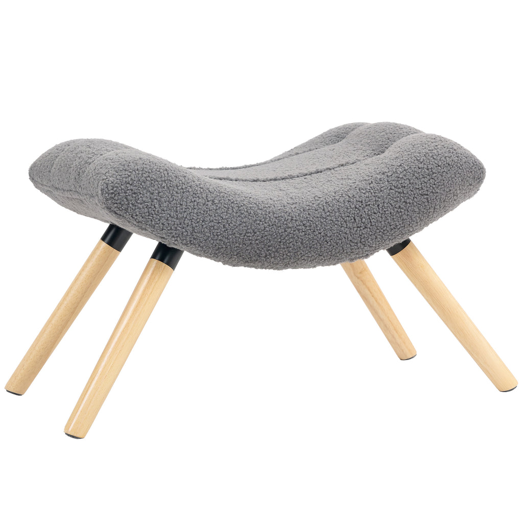 HOMCOM Moderner Fußhocker mit Fleece-Bezug und Holzbeinen, gepolstert, für Wohnzimmer, Schlafzimmer, Flur, Dunkelgrau