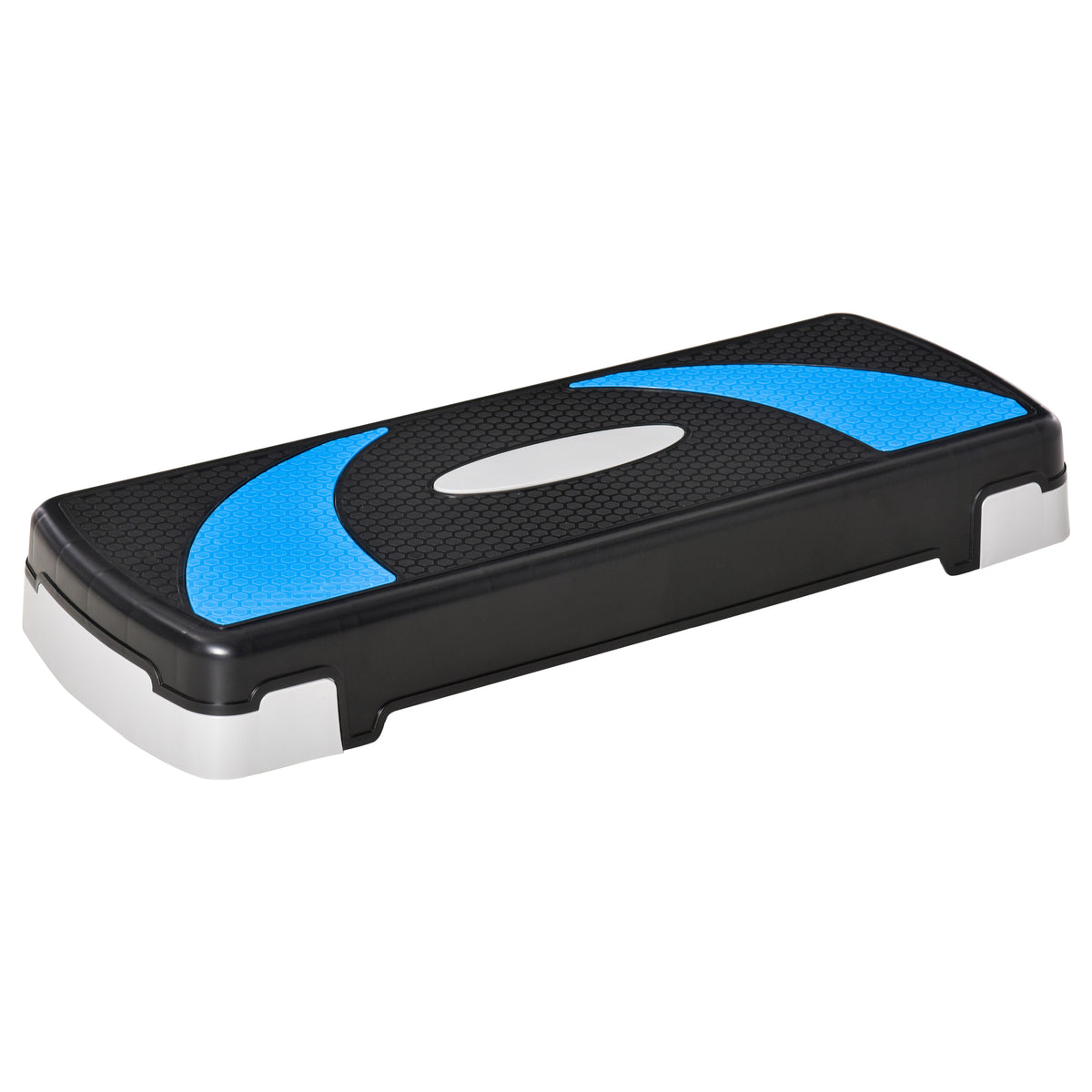 HOMCOM Aerobic-Stepper 3-stufig höhenverstellbar 80 x 31 x 20 cm Schwarz+Hellblau+Grau