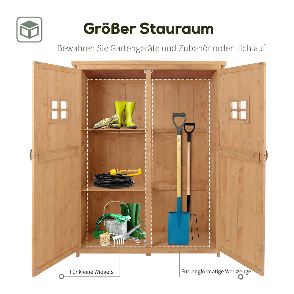 Outsunny Gartenschrank Holz Geräteschuppen Gerätehaus Geräteschrank Pultdach Garten Natur 127,5x50x164cm