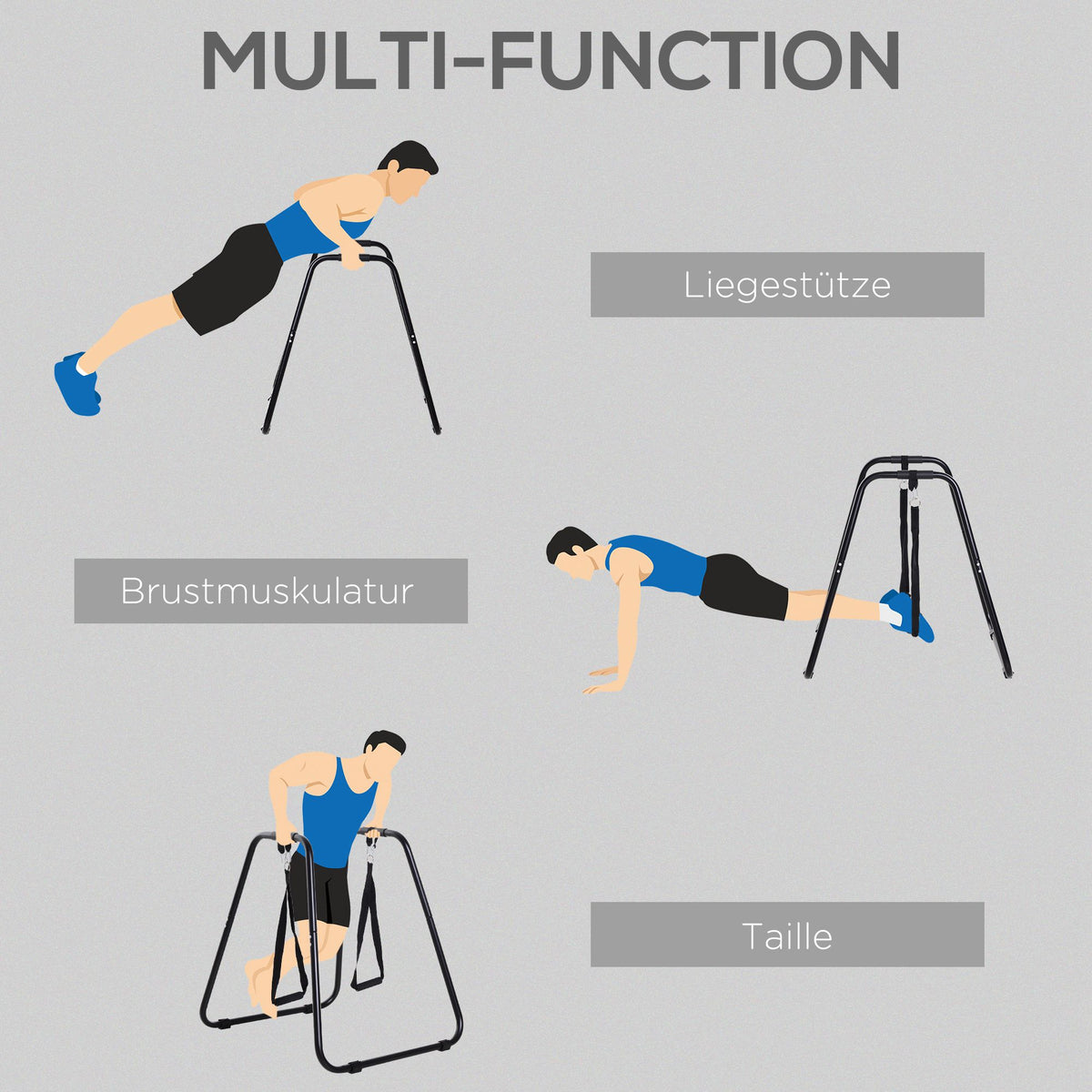 HOMCOM Dip Barren Dipstation bis 120 kg belastbar Fitnessgeräte für Zuhause Parallettes Calisthenics Equipment für Krafttraining
