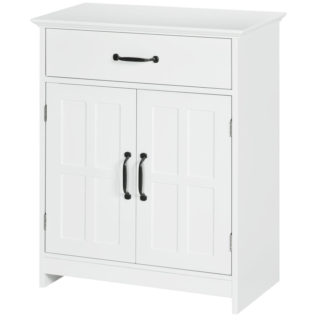 kleankin Badezimmer Unterschrank mit Doppeltür, Schublade und verstellbarem Regal, 60x30x75cm, weiß