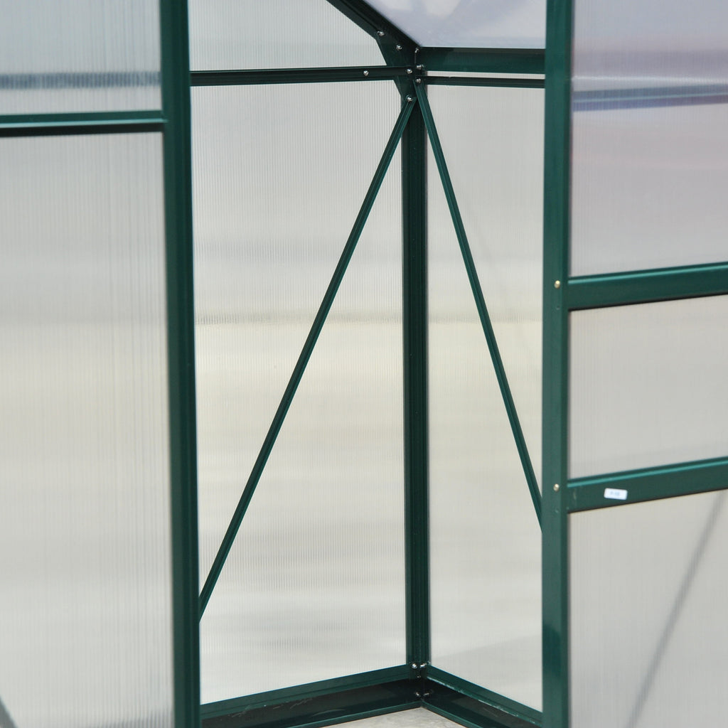 Outsunny Gewächshaus mit Dachfenster Aluminium Treibhaus 190 cm x 132 cm x 201 cm Grün + Transparent