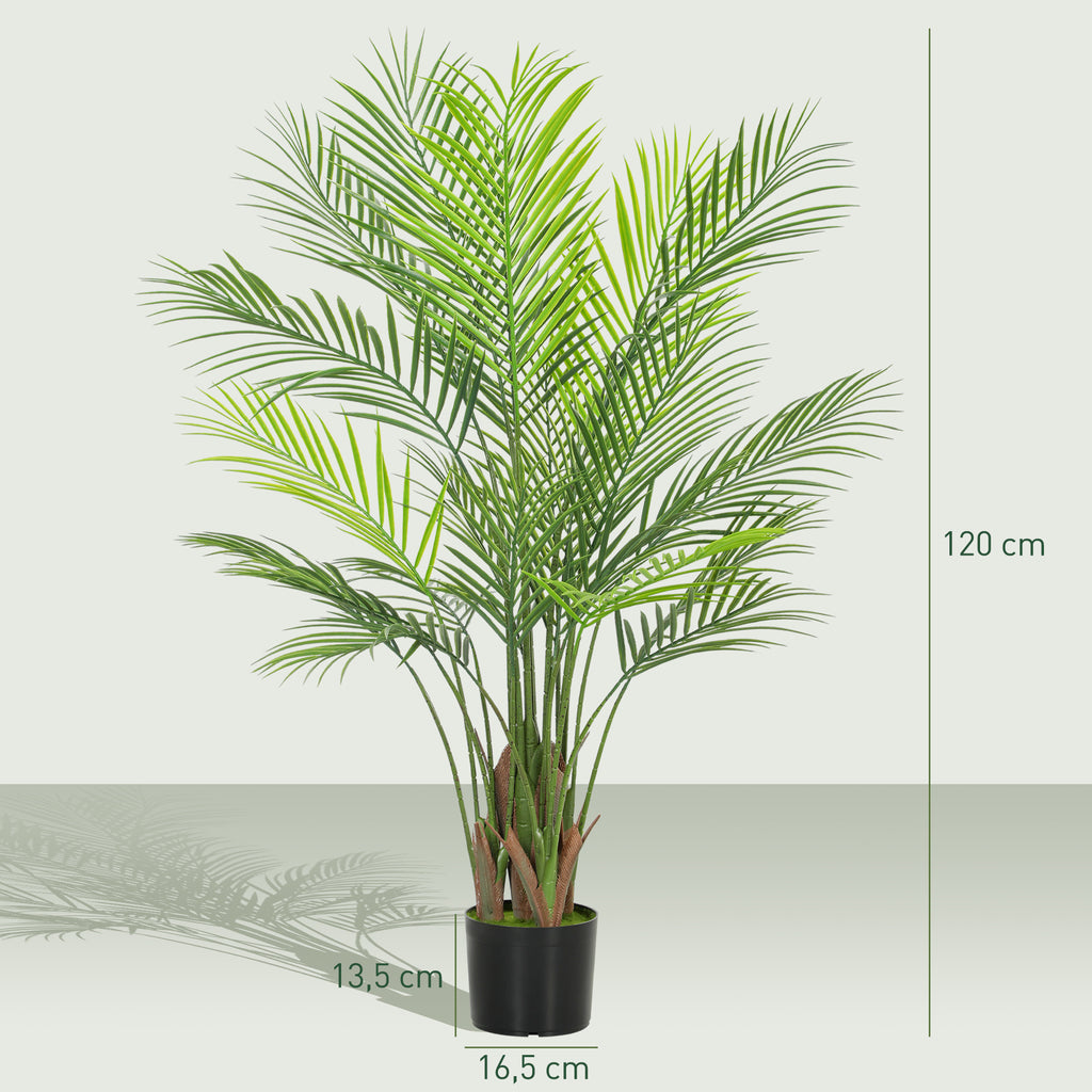 HOMCOM Künstliche Zimmerpflanze 120 cm, künstlicher Palmenbaum mit Kunststofftopf und Flockung, Grün