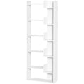 HOMCOM Bücherregal, 6-stufiges Aufbewahrungsregal, unregelmäßiges Design, für Wohnzimmer, Schlafzimmer, Büro, 60x21x162,5 cm, weiß