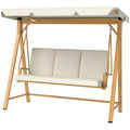 Outsunny Hollywoodschaukel mit verstellbarem Sonnendach Sitzauflage, 3-Sitzer bis 330kg 198 x 120 x 170cm, Beige