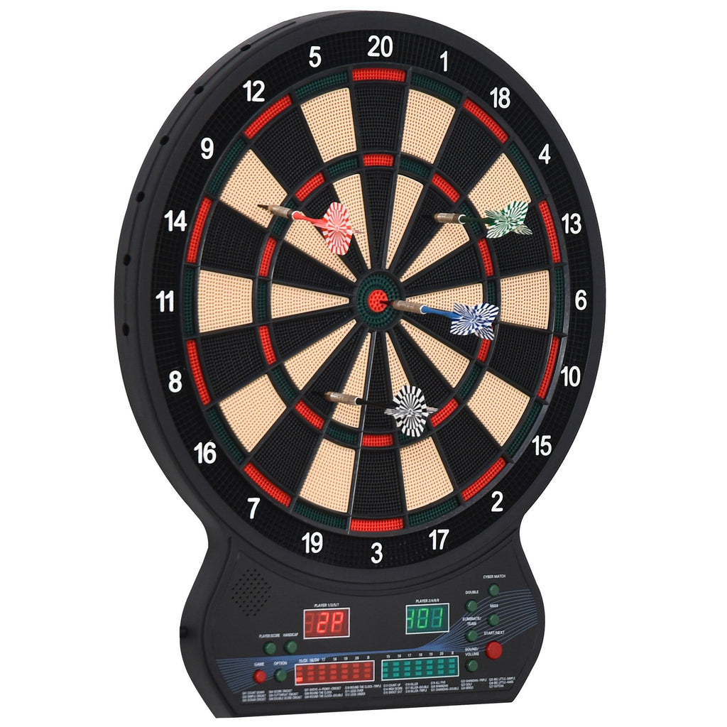 HOMCOM Elektronisches Dartspiel 27 Hauptspiele für bis zu 8 Spieler LED-Anzeige Schwarz