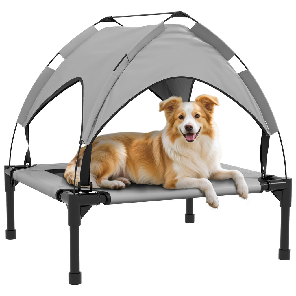 PawHut Hundebett mit Dach, atmungsaktiv, wasserabweisend, bis 20 kg, 76 x 61 x 69,5 cm, Hellgrau
