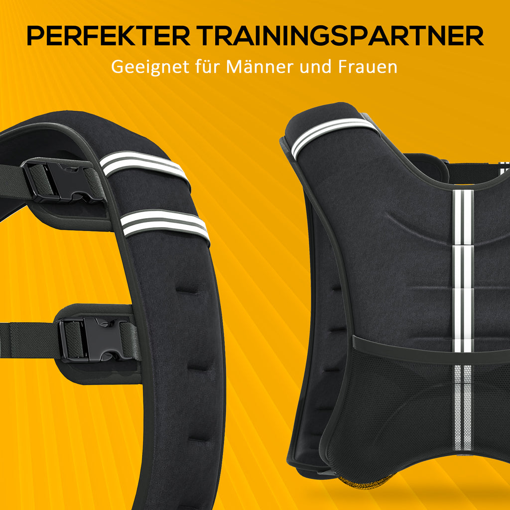 HOMCOM Gewichtsweste 5 KG / 8 KG / 10 KG verstellbare Trainingsweste mit herausnehmenbar Gewichten Laufweste Damen Herren für Muskelaufbau Krafttraining, Laufen, Fitness, Cross Training