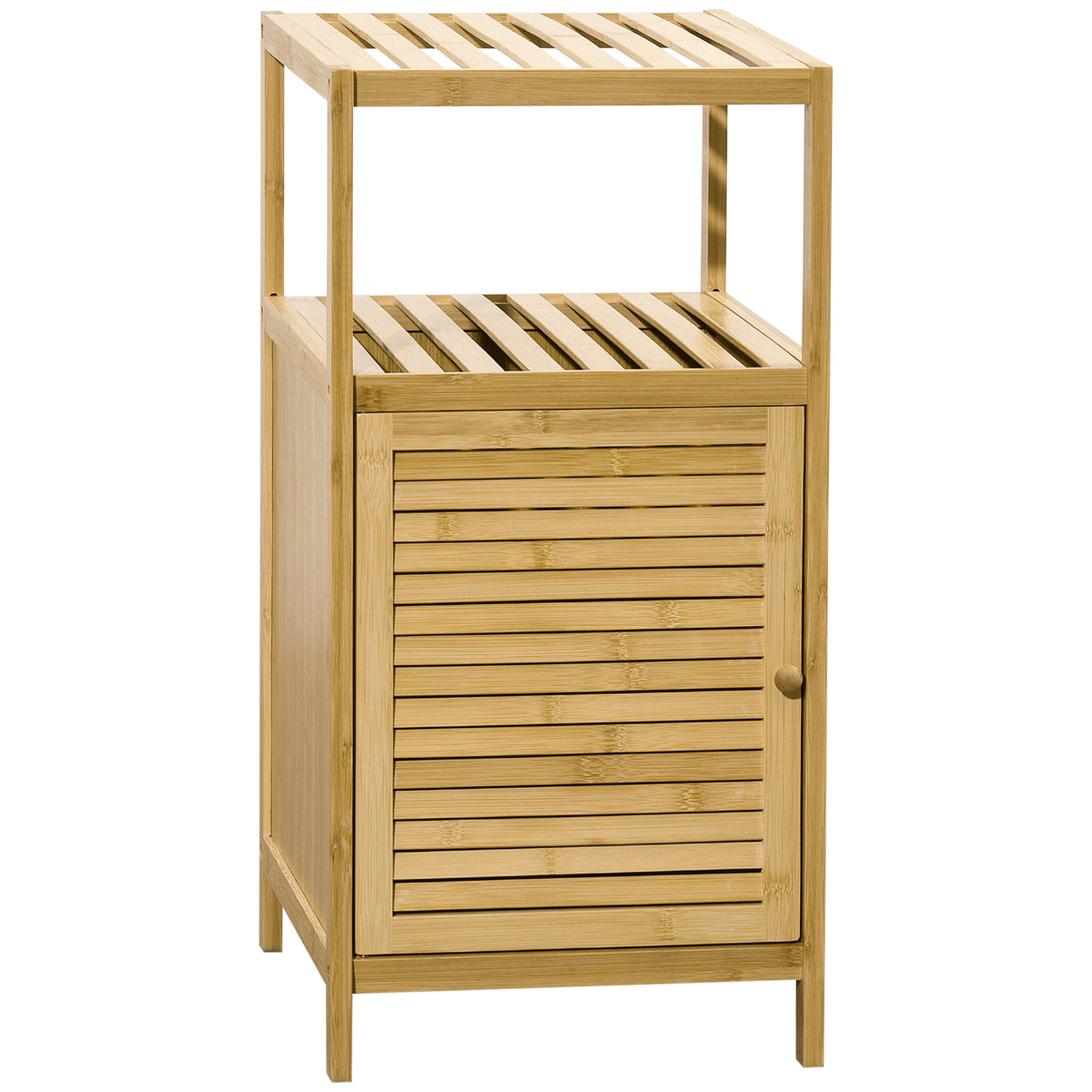 kleankin Badezimmerschrank Badregal, Bambus, 1Ablage, 1 Schrank, 33 cm x36.5 cm x67 cm, Natur