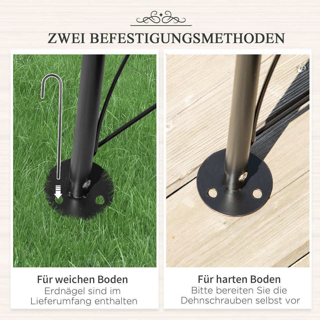 Outsunny Rosenbogen aus Metall Rankhilfe für Kletterpflanzen Gartenbogen mit Spitze Metallstruktur Torbogen Rankbogen für Rosen Bögen Rankgitter Rosenhilfe für Garten 114 x 30 x 230 cm Schwarz