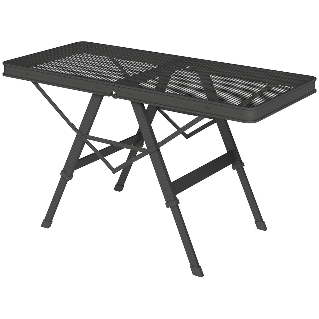 Outsunny Campingtisch höhenverstellbar Klapptisch mit Metallgitter Klappbar aus Aluminium