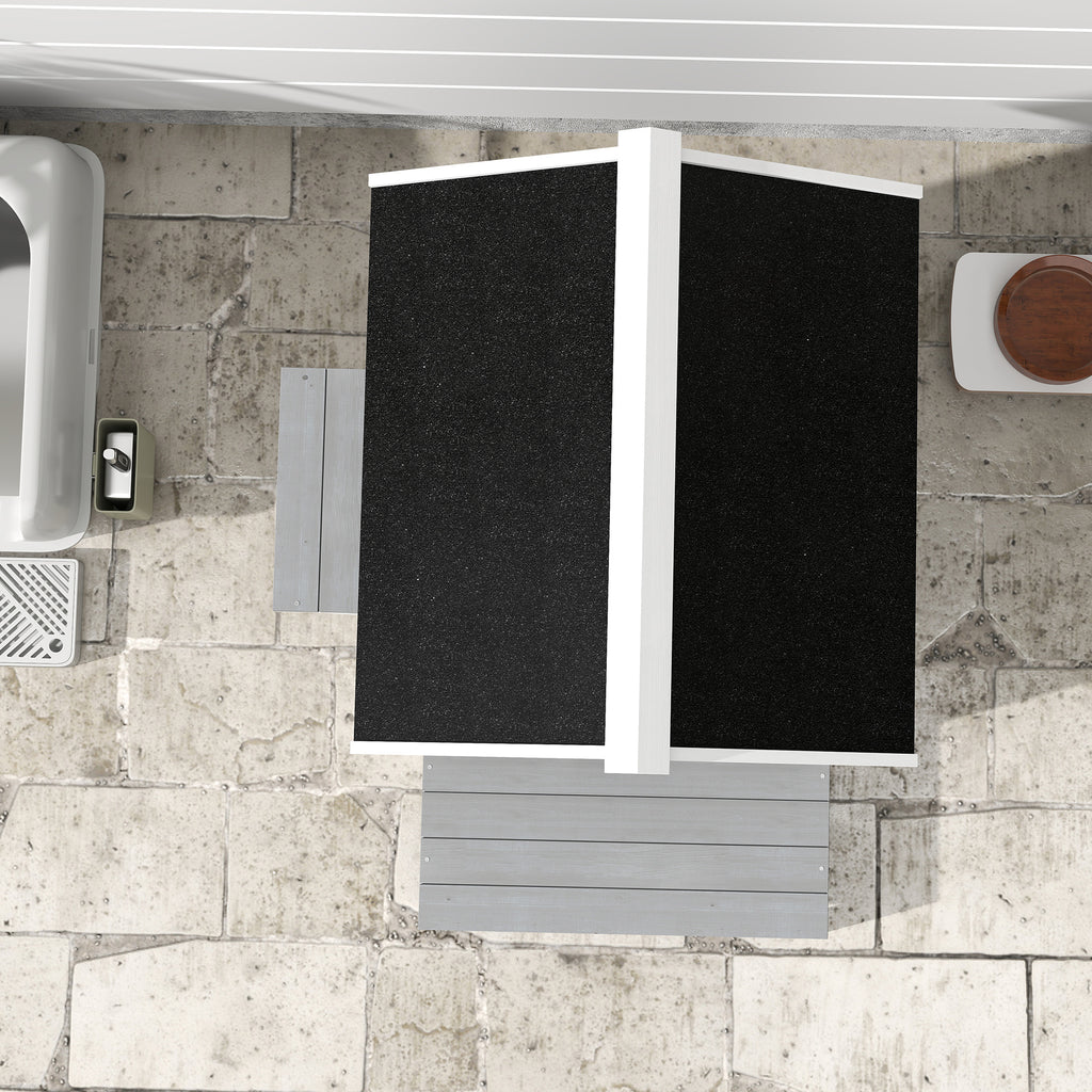 PawHut Outdoor-Katzenhaus mit wetterfestem Dach, Fenster, Balkon, herausnehmbarem Boden, 2 Ebenen, für 1-2 Katzen, Grau