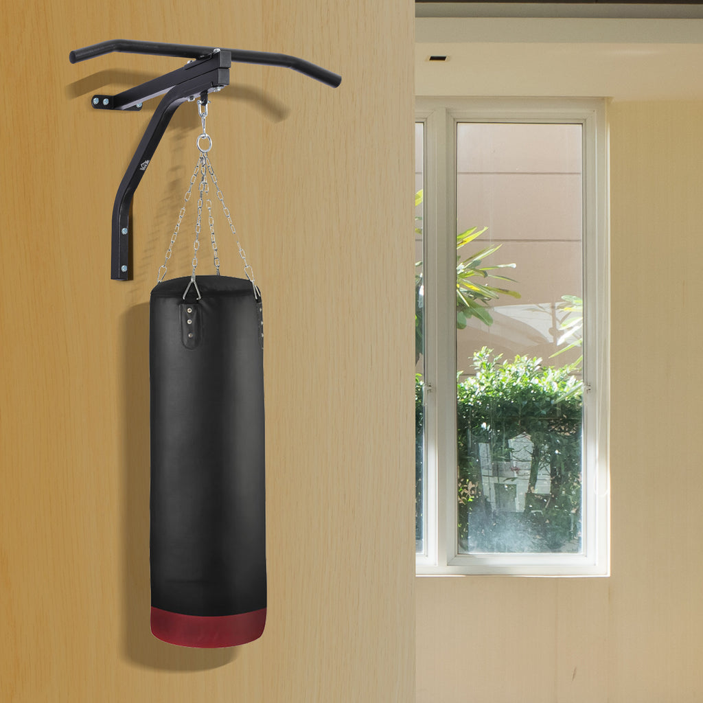 HOMCOM Boxsackhalterung Wandhalterung Boxsack Sandsack Halterung Tragkraft Stahl Schwarz 93 x 47 x 51 cm