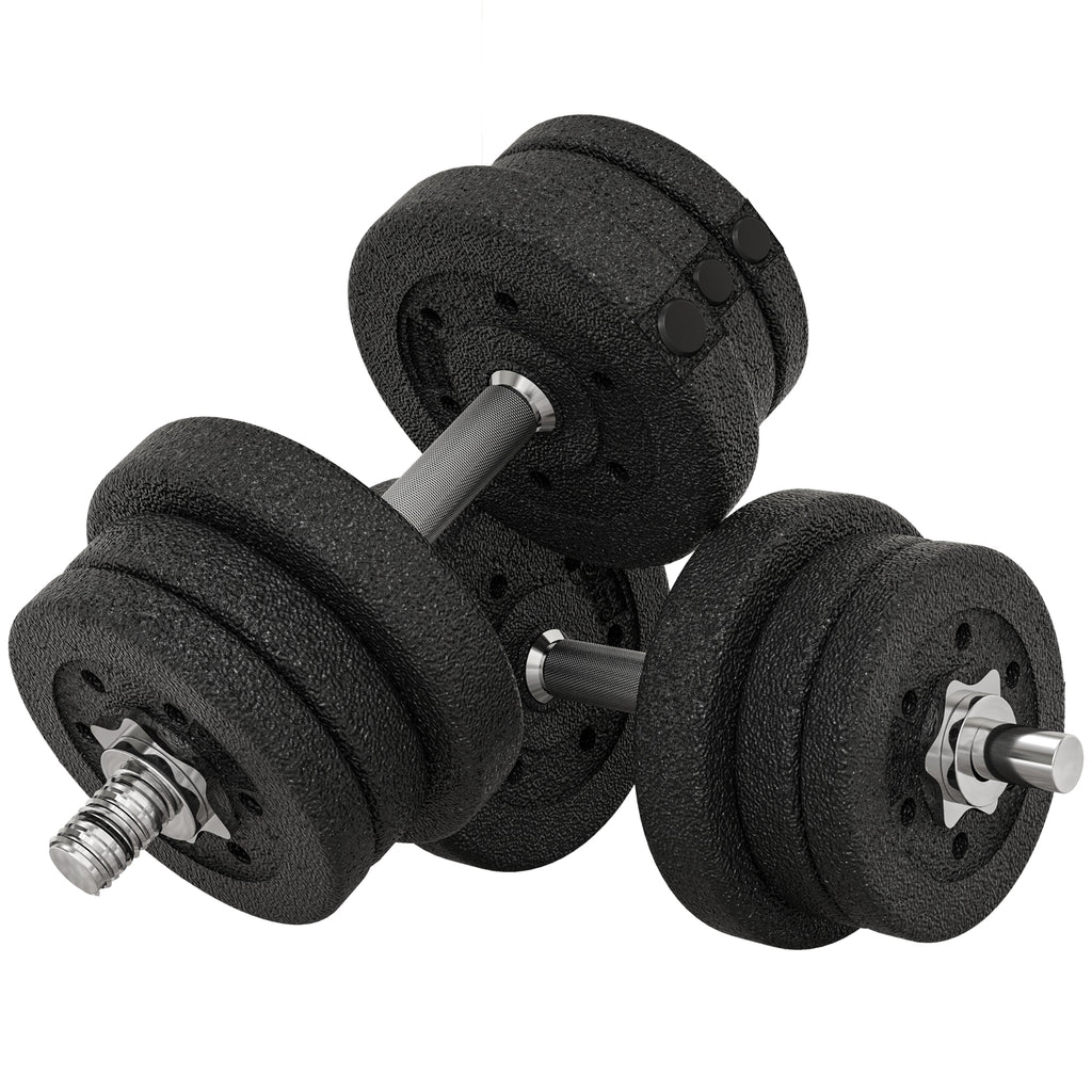 HOMCOM Kurzhantel Set 25KG Hantelset mit Hantelscheiben für Zuhause Büro Fitnessstudio Stahl Kunstleder Schwarz