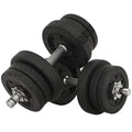 HOMCOM Kurzhantel Set 25KG Hantelset mit Hantelscheiben für Zuhause Büro Fitnessstudio Stahl Kunstleder Schwarz