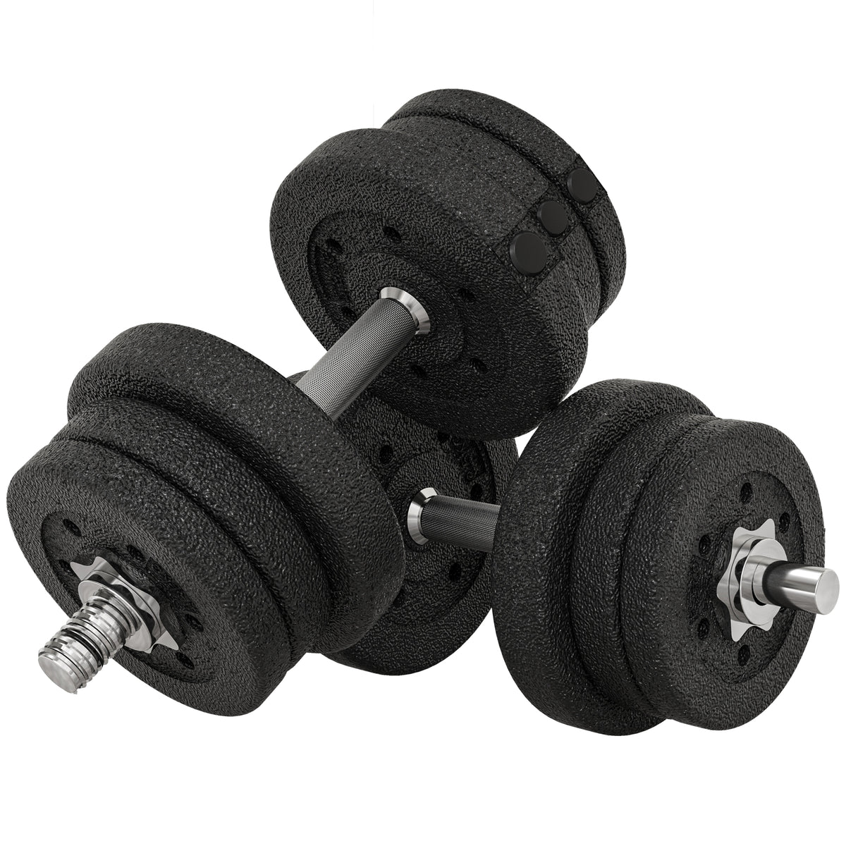 HOMCOM Kurzhantel Set 25KG Hantelset mit Hantelscheiben für Zuhause Büro Fitnessstudio Stahl Kunstleder Schwarz