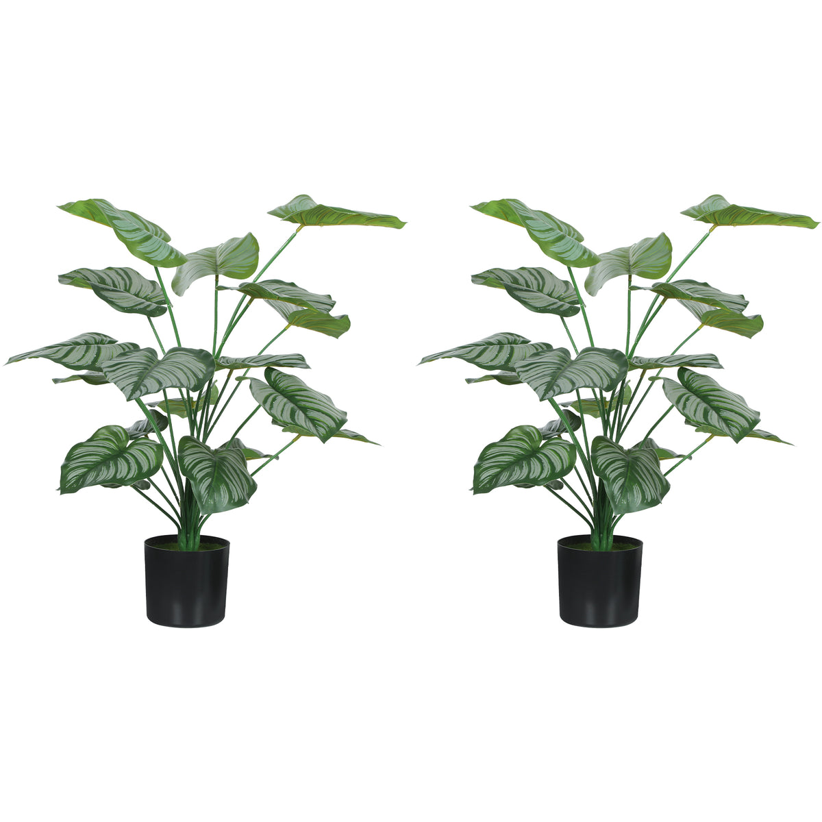 HOMCOM Dekorative künstliche Pflanzen 65 cm Künstliche Pflanzen mit Topf und Blättern für Innenbereich Grün