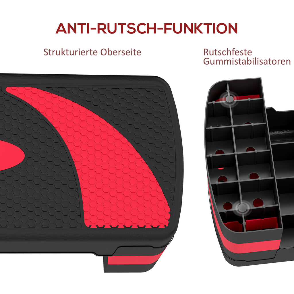 HOMCOM Aerobic-Stepper, höhenverstellbar, für Indoor und Outdoor, Belastbarkeit bis 150 kg, 80 x 31 x 10-20 cm, Rot