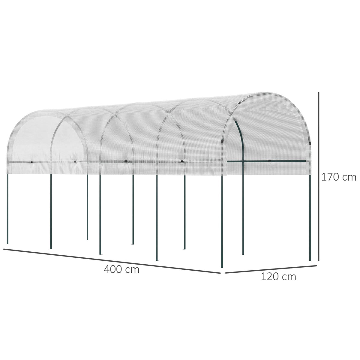 Outsunny Pflanzenschutzdach, gewölbtes Dach, Stahlrahmen, robuste Plane, weiß, 4x1,2x1,7m