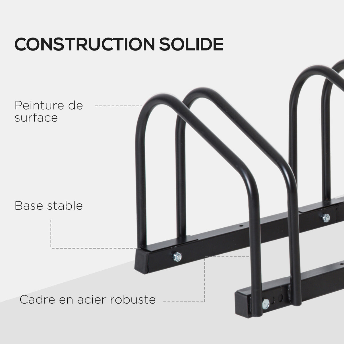 HOMCOM Fahrradständer für 3 Fahrräder, Abmessungen 76L x 33B x 27H cm, Stahl Schwarz