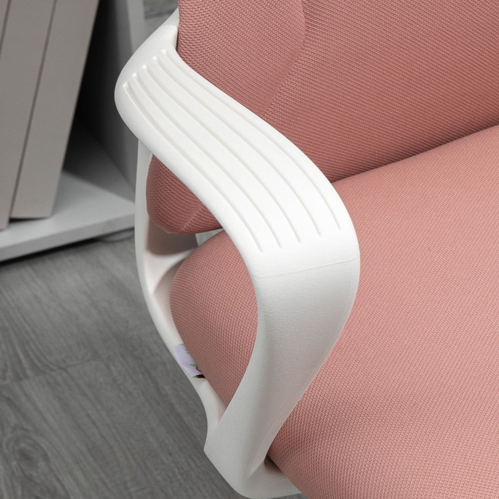Vinsetto Bürostuhl, Computerstuhl, neigbare Rückenlehne, drehbar, höhenverstellbar, 62x56x110-119,5cm, rosa