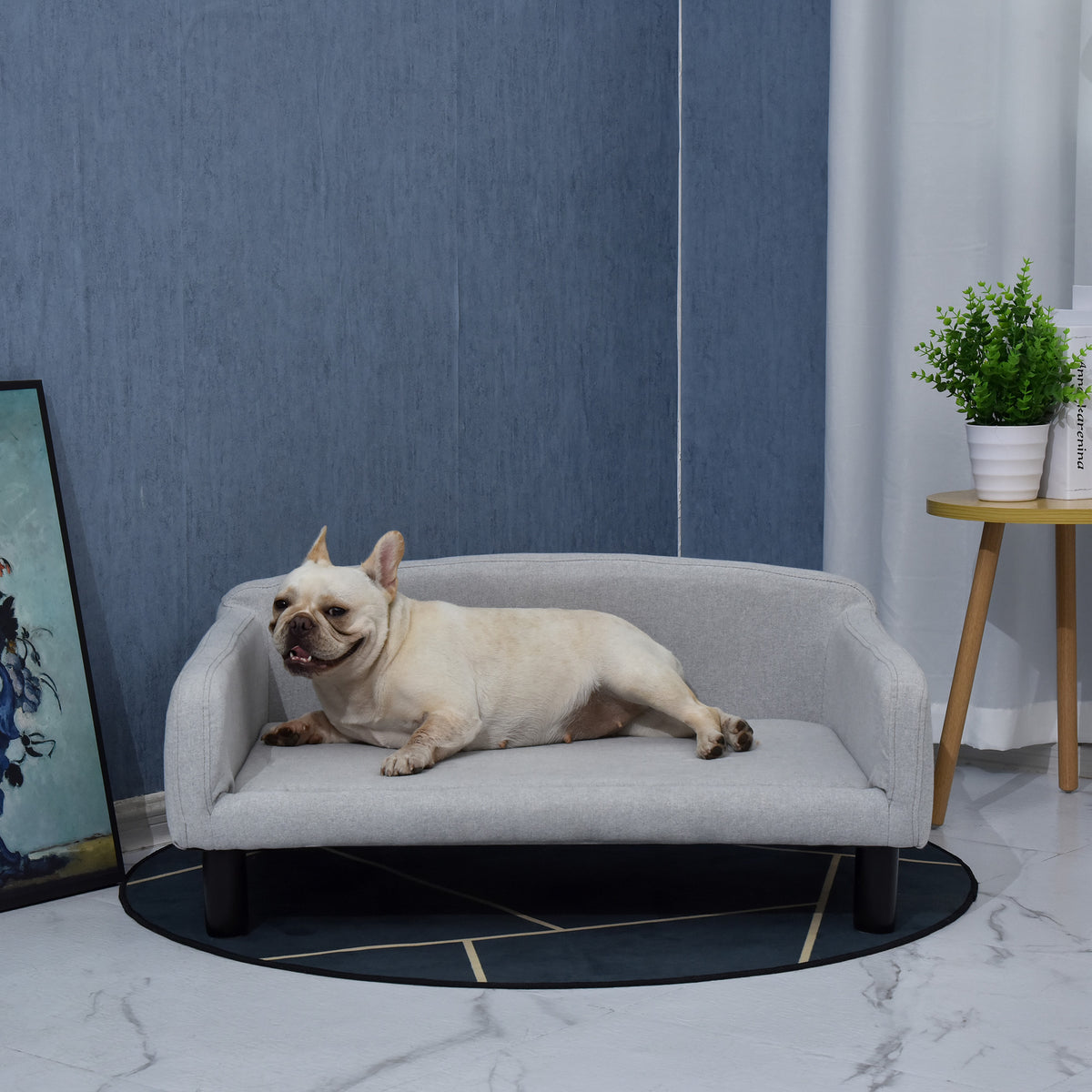 PawHut Hundesofa mit Weichem Bezug Haustiersofa mit Holzbeinen Hundebett 82 x 54 x 36 cm