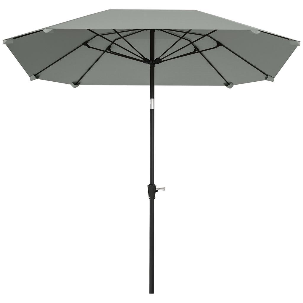 Outsunny 2,3 m Sonnenschirm ohne Basis, Verstellbarer Terrassenschirm mit Kurbel, Polyester, Aluminium, Fiberglas, Dunkelgrau