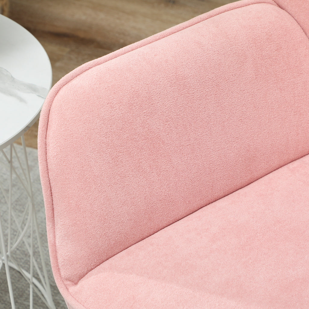 HOMCOM Loungesessel mit breitem und gepolstertem Sitzbezug aus Samt Metallbeine Rosa