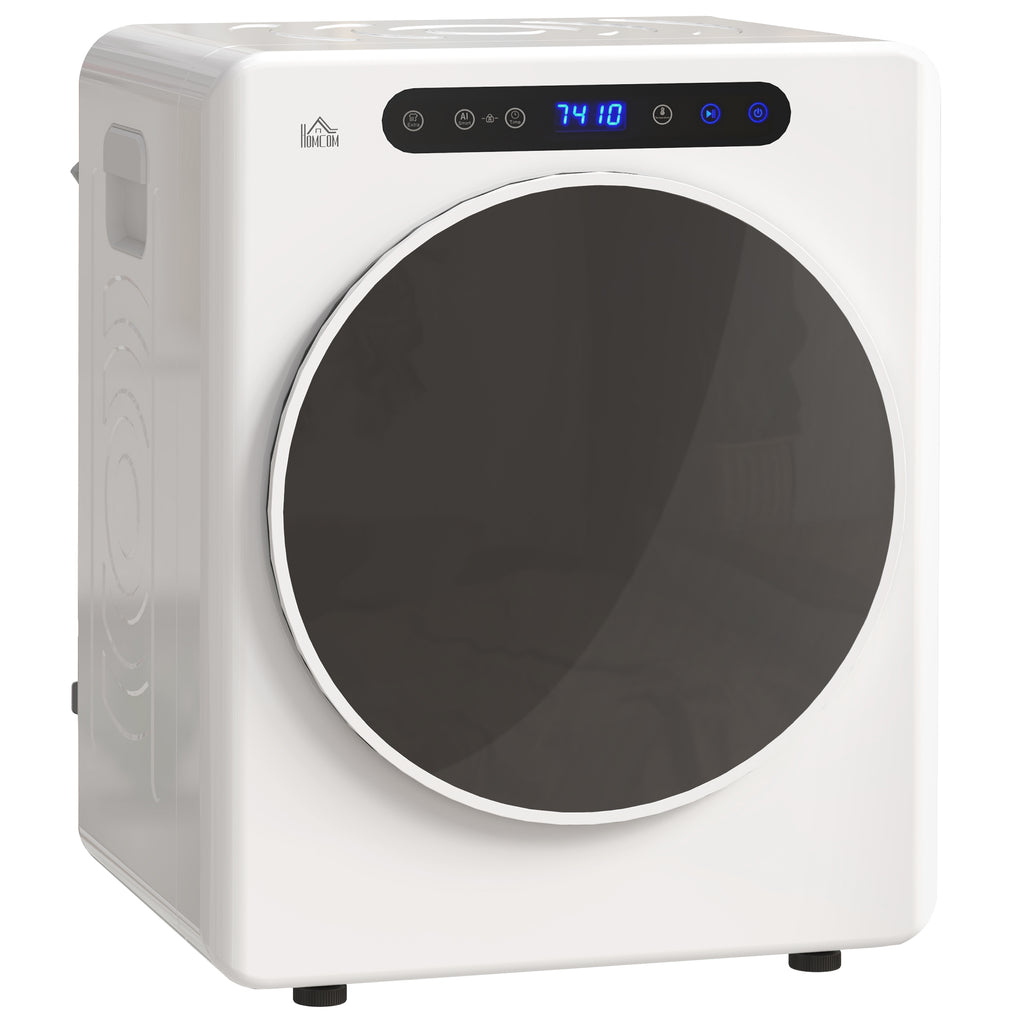 HOMCOM Wäschetrockner, 6 Programme, 40-60℃, 4 kg Kapazität, kompakt, Touch-Bedienung, Weiß