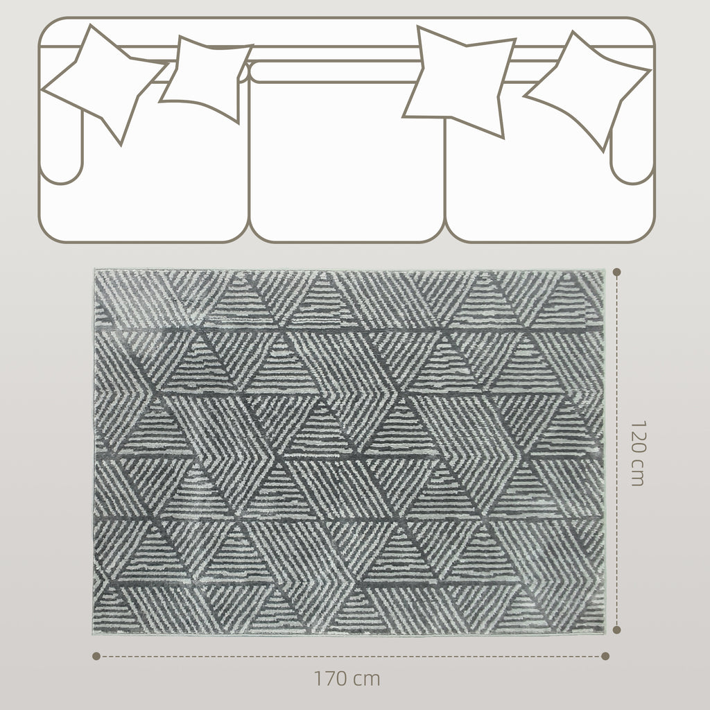 HOMCOM Teppich Wohnzimmerteppich im Modern Stil, waschbar Flächenteppich 150 x 80 cm Dunkelgrau