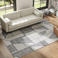 HOMCOM Rutschfester Moderner Teppich mit Geometrischen Linien, aus 100% Polyester, Multicolor, 230x160x0,7 cm