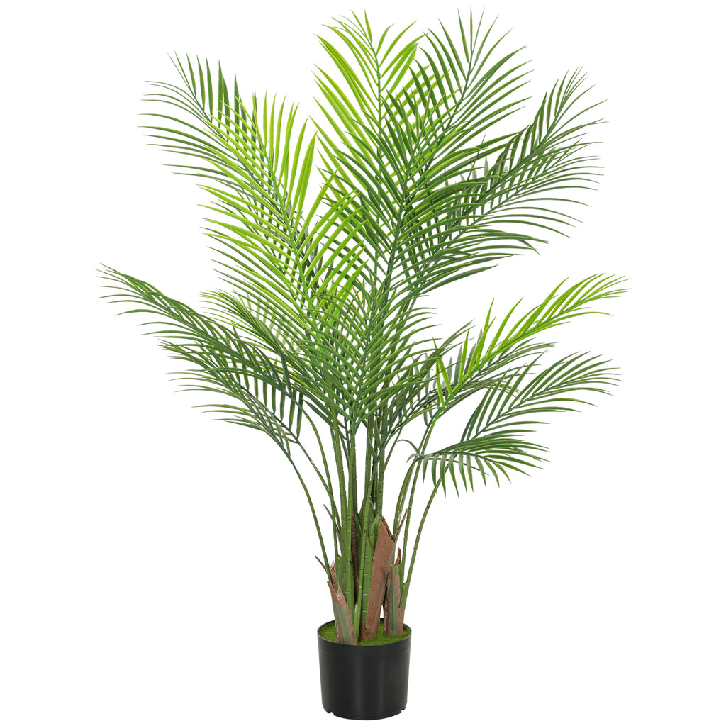 HOMCOM Künstliche Palme groß 120cm Kunstpflanze, Plastik Künstliche Pflanzen im Topf für Wohnzimmer Büro