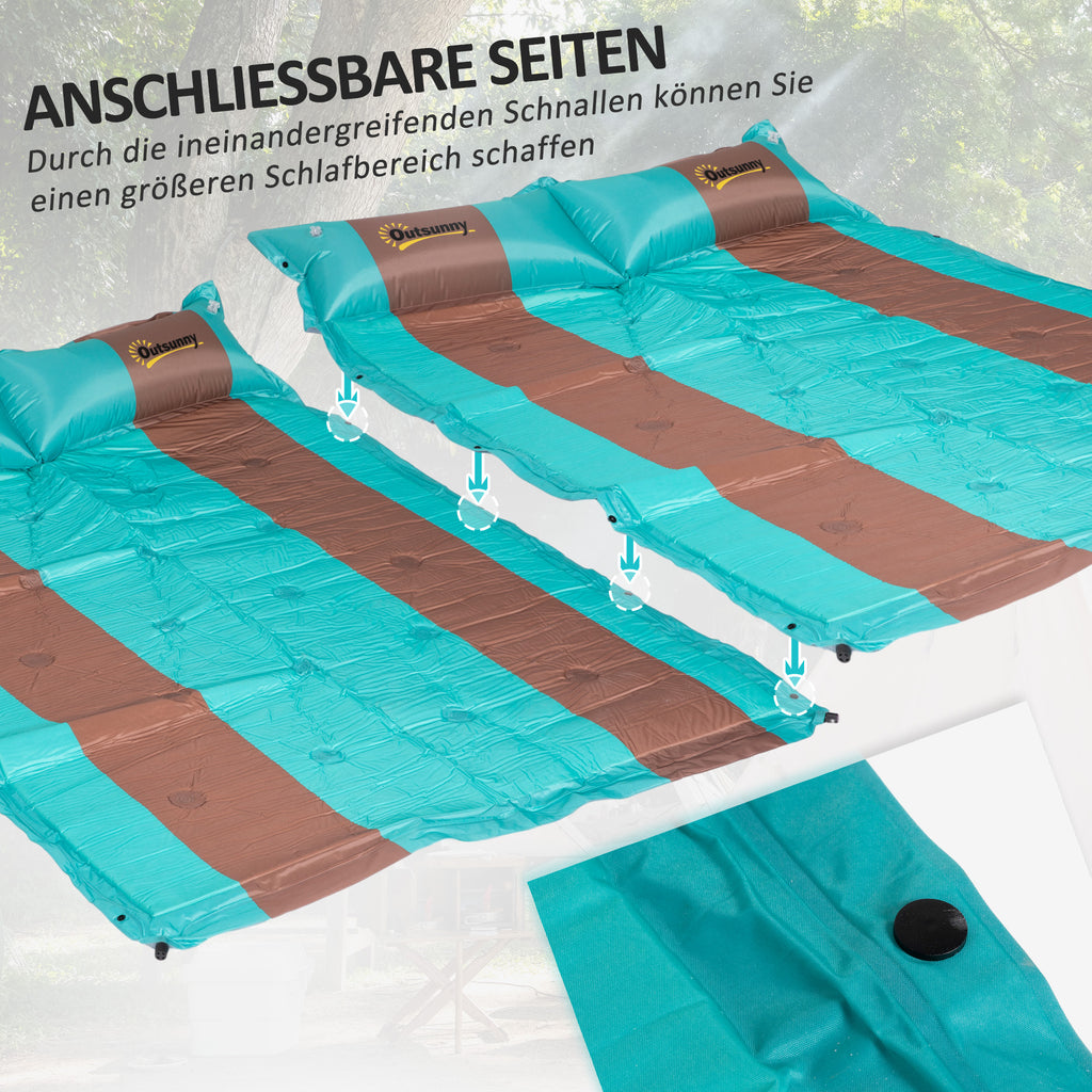 Outsunny Isomatte, für 2 Personen, selbstaufblasend, leicht, wasserabweisend, 192x135x3cm, Blau/Braun