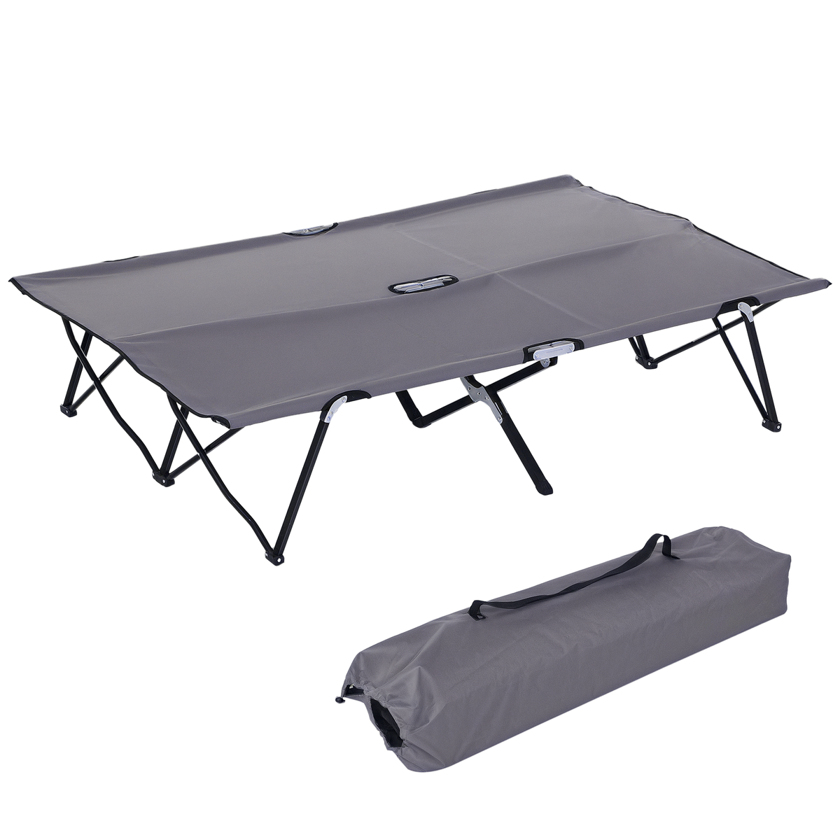 Outsunny Campingliege, Campingbett für bis zu 2 Personen, 193L x 125B x 40H cm, Grau