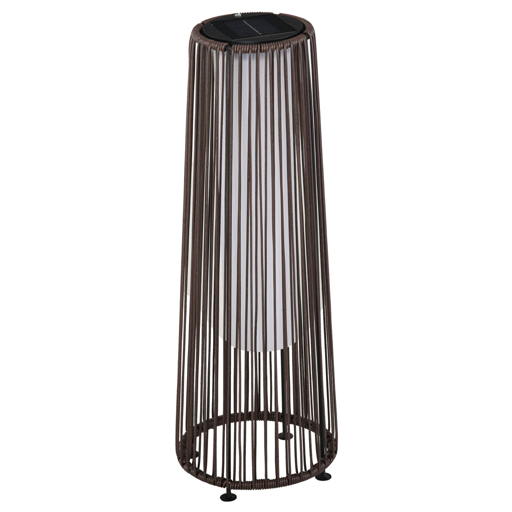 Outsunny Gartenleuchte, Außenlampe, solarbetrieben, 8 Stunden Betrieb, Automatikmodus, Rattanoptik, 21,5 x 21,5 x 61 cm