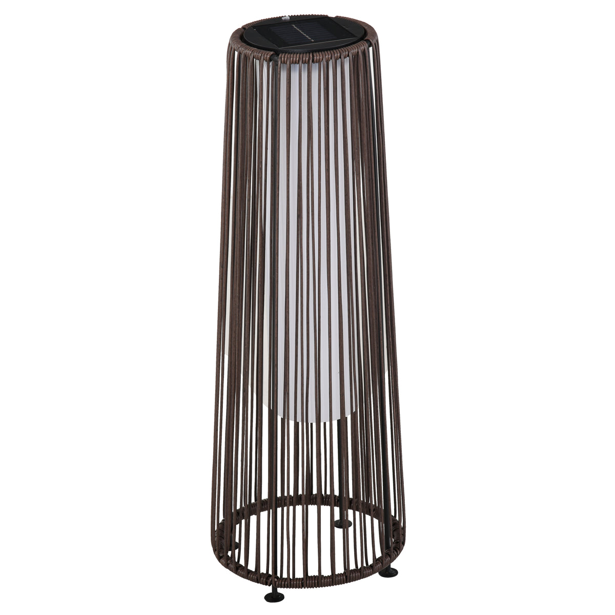 Outsunny Gartenleuchte, Außenlampe, solarbetrieben, 8 Stunden Betrieb, Automatikmodus, Rattanoptik, 21,5 x 21,5 x 61 cm