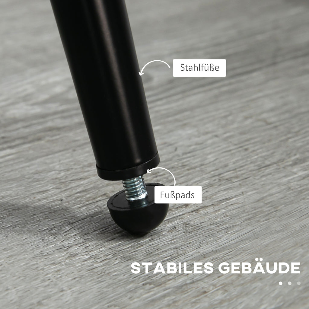HOMCOM 2er-Set Esszimmerstühle, Polsterstühle mit Stoffbezug, Küchenstühle mit Stahlbeinen, gewölbte Rückenlehne, Cremeweiß
