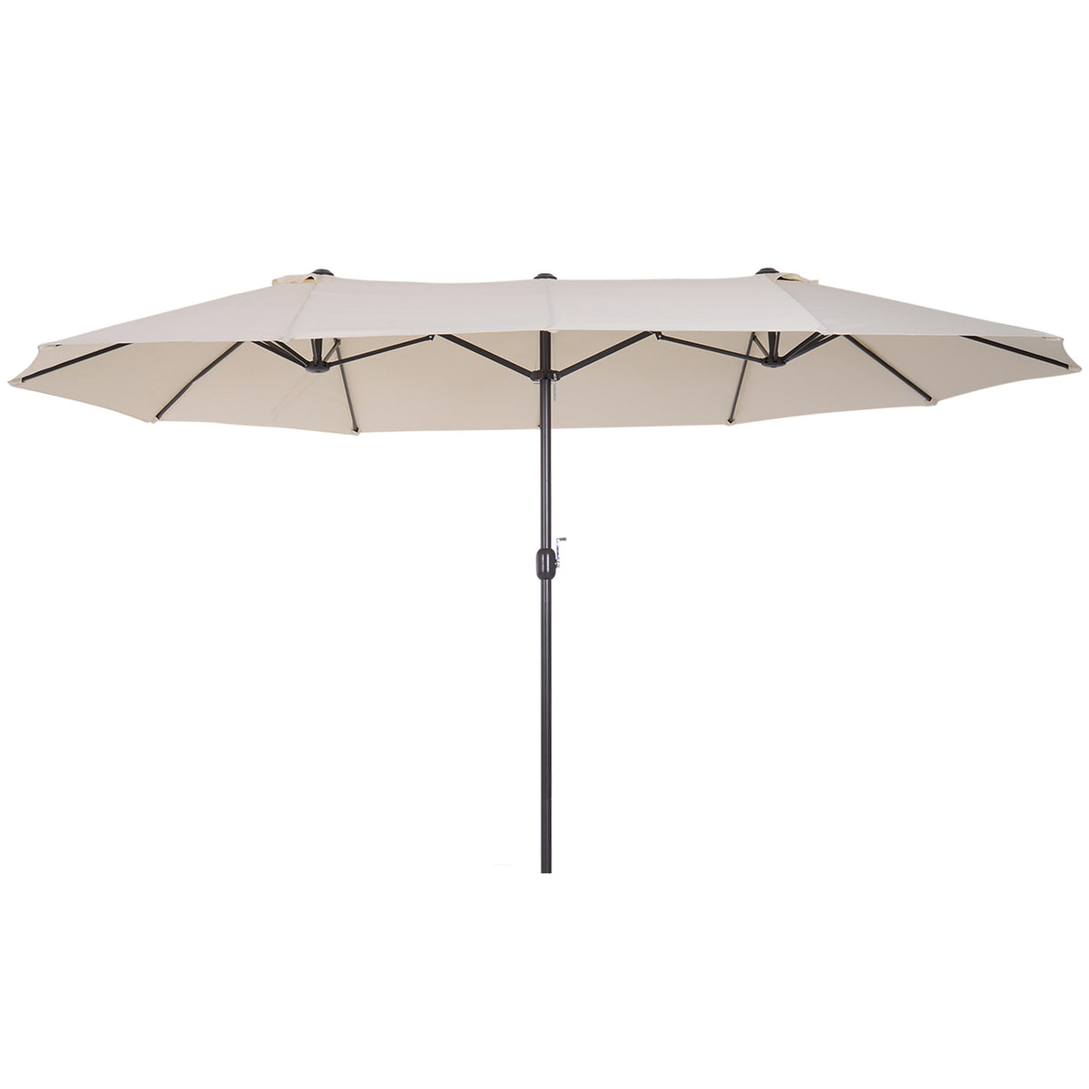 Outsunny XXL Sonnenschirm mit Handkurbel wetterbeständig 455 cm x 270 cm x 240 cm Stahl Polyester Beige