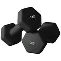 SPORTNOW Set mit 2 sechseckigen Hanteln mit rutschfesten Griffen für das Training zu Hause, 2 x 5 kg, schwarz