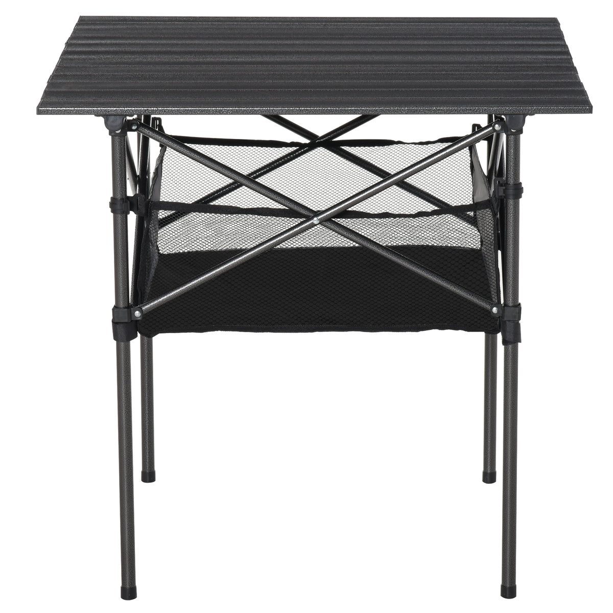 Outsunny Campingtisch aus Aluminium faltbar Klapptisch Falttisch mit Netztasche tragbarer Picknicktisch für Camping Garten Party Picknick Balkon Schwarz 70 x 70 x 69 cm