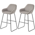 HOMCOM 2er-Set Barstühle, Barhocker mit Stoffbezug und Schaumstoffpolsterung, Polsterhocker mit Metallbeinen, Grau